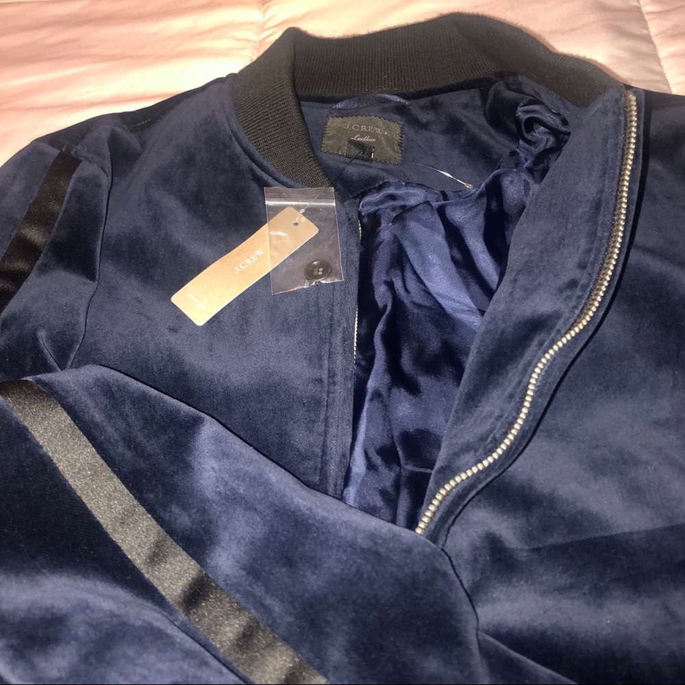 JCrew Velvet Midnight Blue Bomber Jacket